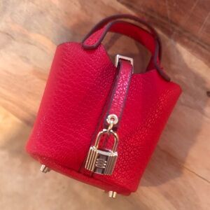 Leather and 18 karat gold plated Mini Bag Charm